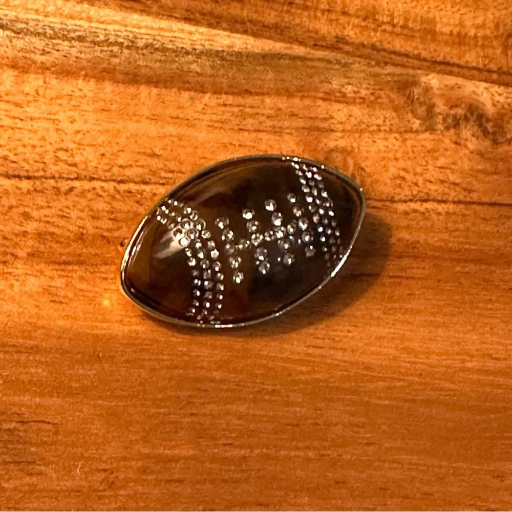 Talbots Gold and Brown Oval Football Pin Brooch, NEW